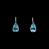 14K White Gold Pear Shape Aquamarine Drop Earrings With Leverbacks