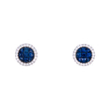 18K White Gold Sapphire And Diamond Stud Earring With Friction Backs