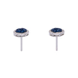 18K White Gold Sapphire And Diamond Stud Earring With Friction Backs