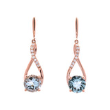 14K Rose Gold Aquamarine And Diamond Drop Earrings