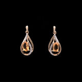 14K Yellow Gold Citrine And Diamond Drop Earrings
