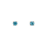 14K Yellow Gold Blue Zircon Stud Earrings