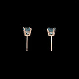 14K Yellow Gold Blue Zircon Stud Earrings