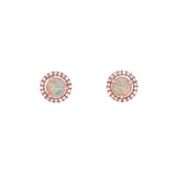 14K Rose Gold Opal And Diamond Stud Earrings