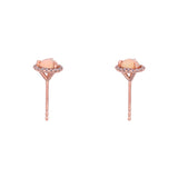 14K Rose Gold Opal And Diamond Stud Earrings