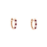 14K Yellow Gold Diamond And Ruby Huggie Earrings