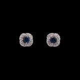 14K White Gold Sapphire And Diamond Halo Stud Earrings