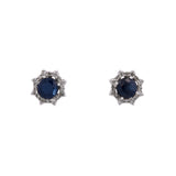 14K White Gold 0.90ctw Sapphire And Diamond Stud Earrings