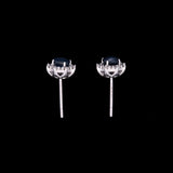 14K White Gold 0.90ctw Sapphire And Diamond Stud Earrings