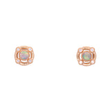 14K Yellow Gold Opal And Diamond Stud Earrings With Jackets