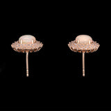 14K Yellow Gold Opal And Diamond Halo Stud Earrings