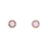 14K Rose Gold Opal And Diamond Halo Stud Earrings