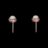 14K Rose Gold Opal And Diamond Halo Stud Earrings