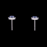 14K White Gold Oval Tanzanite And Diamond Halo Stud Earrings