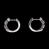 14K White Gold Sapphire And Diamond Huggie Earrings