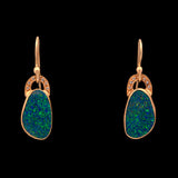 18K And 24K Yellow Gold Opal And Diamond Dangle Earrings