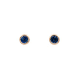 14K Yellow Gold Bezel Set Ceylon Sapphire Stud Earrings