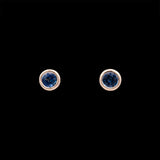 14K Yellow Gold Bezel Set Ceylon Sapphire Stud Earrings