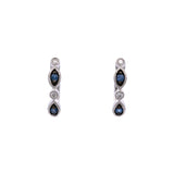 14K White Gold Sapphire And Diamond Huggie Earrings