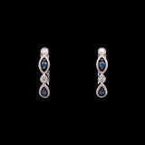 14K White Gold Sapphire And Diamond Huggie Earrings
