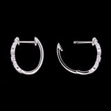 14K White Gold Sapphire And Diamond Huggie Earrings