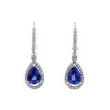 14K White Gold Tanzanite And Diamond Drop Earrings