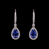 14K White Gold Tanzanite And Diamond Drop Earrings