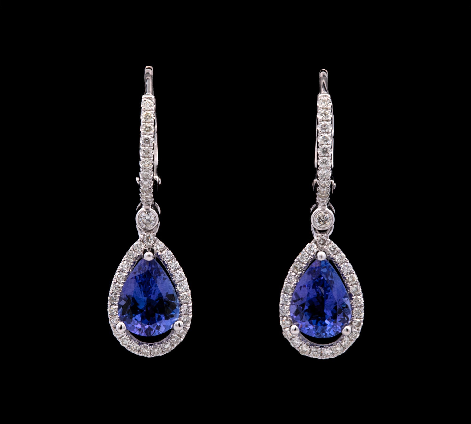 14K White Gold Tanzanite And Diamond Drop Earrings