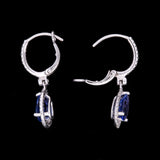 14K White Gold Tanzanite And Diamond Drop Earrings