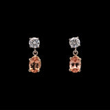 14K White Gold Imperial Topaz And Diamond Drop Earrings With Screw Backs
