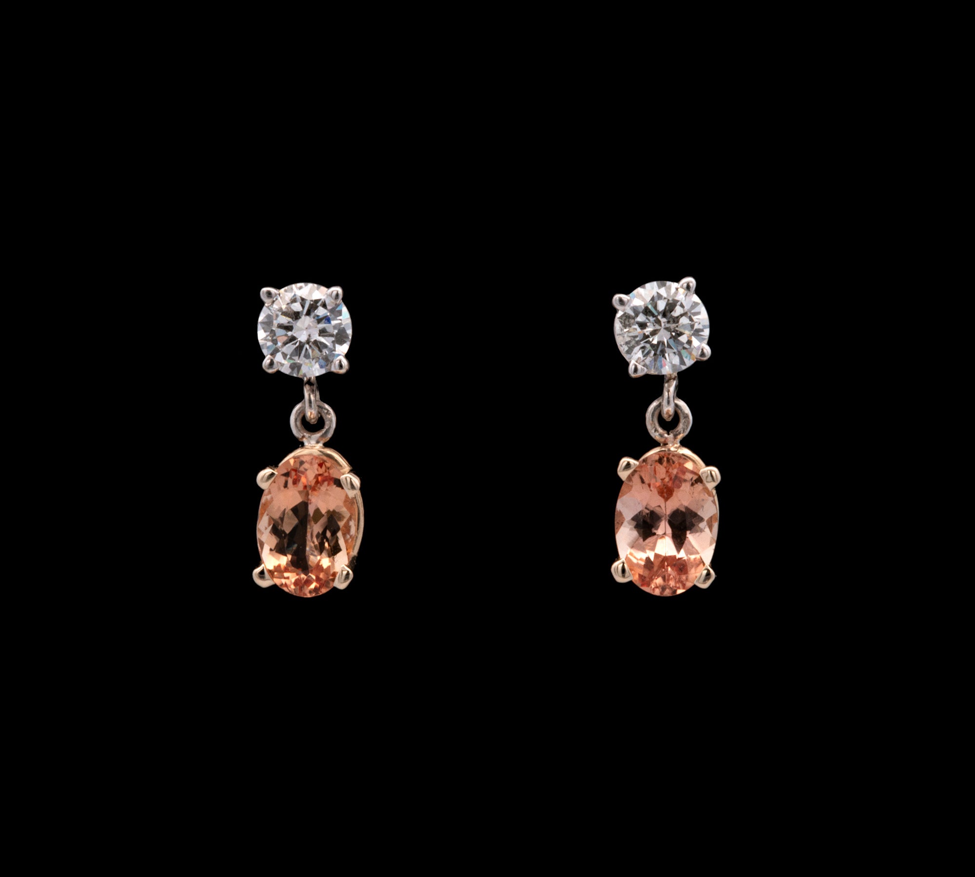 14K White Gold Imperial Topaz And Diamond Drop Earrings With Screw Backs