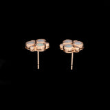 14K Yellow Gold Opal And Diamond Cluster Stud Earrings