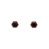 14K Yellow Gold Hexagonal Garnet Stud Earrings
