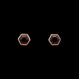 14K Yellow Gold Hexagonal Garnet Stud Earrings