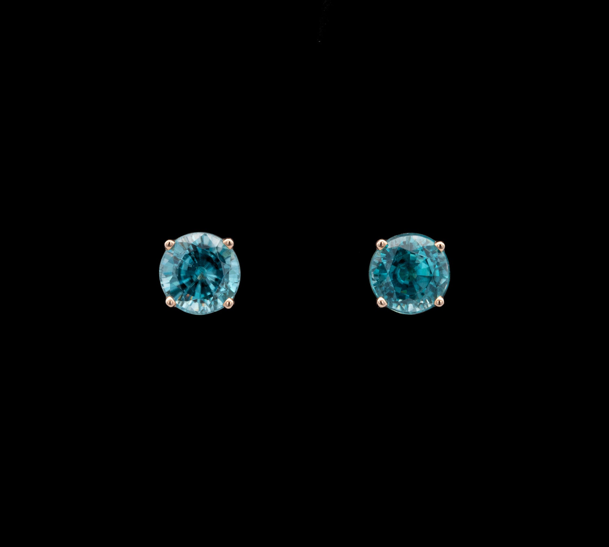 14K Yellow Gold Blue Zircon Stud Earrings