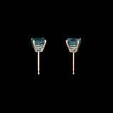 14K Yellow Gold Blue Zircon Stud Earrings