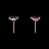 18K White Gold Rholdolite Garnet And Diamond Halo Stud Earrings
