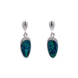 14K White Gold Opal And Pave Diamond Drop Earrings