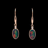 14K Yellow Gold Opal And Diamond Earrings