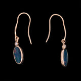 14K Yellow Gold Opal And Diamond Earrings