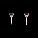 14K Yellow Gold Square Cut Amethyst Stud Earrings