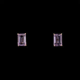 14K Yellow Gold Rectangular Amethyst Stud Earrings