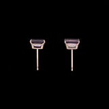 14K Yellow Gold Rectangular Amethyst Stud Earrings