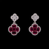 18K White Gold Ruby And Diamond Clover Earrings