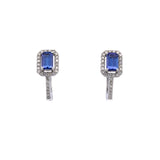 14K White Gold Tanzanite And Diamond Huggie Earrings