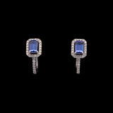 14K White Gold Tanzanite And Diamond Huggie Earrings