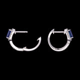 14K White Gold Tanzanite And Diamond Huggie Earrings