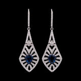 18K White Gold Pear Shape Sapphire And Diamond Drop Earrings With Leverbacks