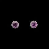 14K White Gold 1.30ctw Pink Sapphire And Diamond Halo Stud Earrings