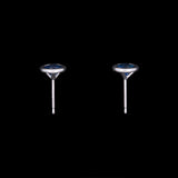 14K White Gold Bezel Set Ceylon Sapphire Stud Earrings